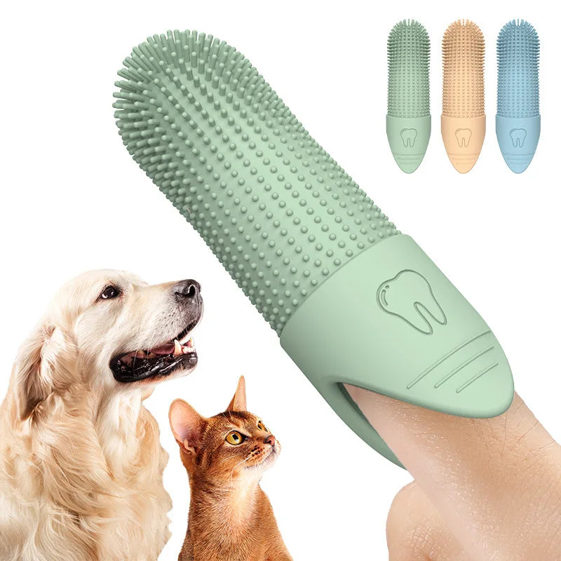 360° Finger Pet Toothbrush - Gentle Dental Care Dogs Cats