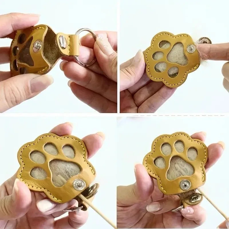 Pet Hair Keepsake Keychain Leather Memorial Locket for Dog Cat Fur
