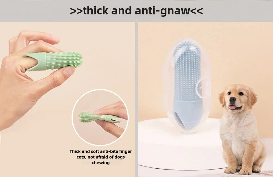 360° Finger Pet Toothbrush - Gentle Dental Care Dogs Cats