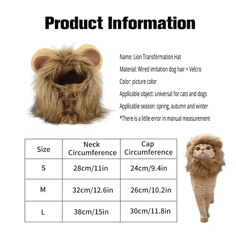 Lion Mane Pet Costume - Transform Cat or Puppy Into King