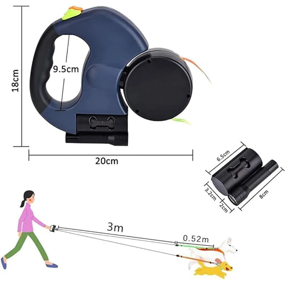 Dual Retractable Dog Leash LED - Tangle Free Two Dog Leash
