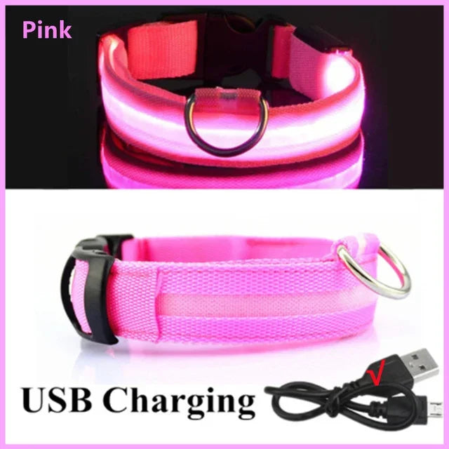 LED Dog Collar Rechargeable - Safety Light Up Pet Collar