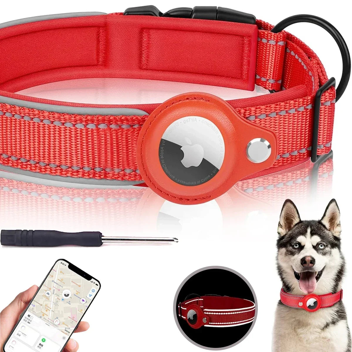 AirTag Dog Collar GPS - Waterproof Pet Tracking Collar