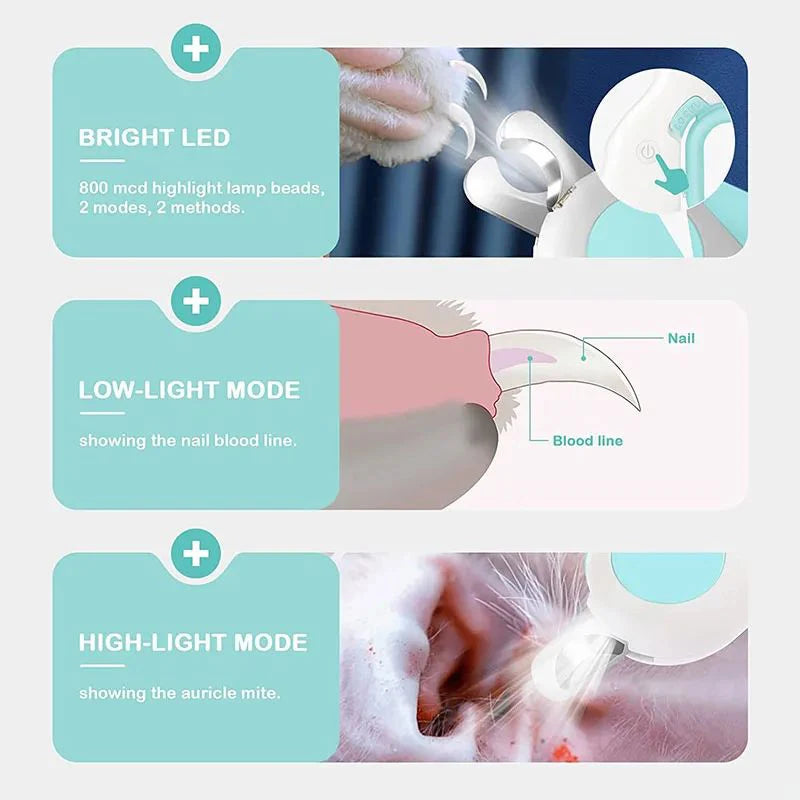 LED Pet Nail Clipper - Professional Safety Trimmer Dogs Cats