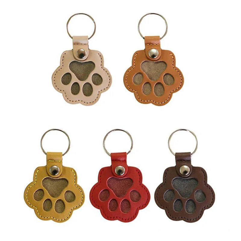 Pet Hair Keepsake Keychain Leather Memorial Locket for Dog Cat Fur