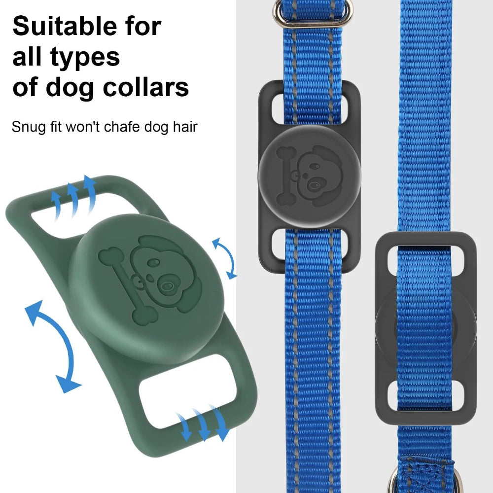 AirTag Pet Collar Holder - Waterproof Silicone GPS Tracker Loop for Dogs & Cats