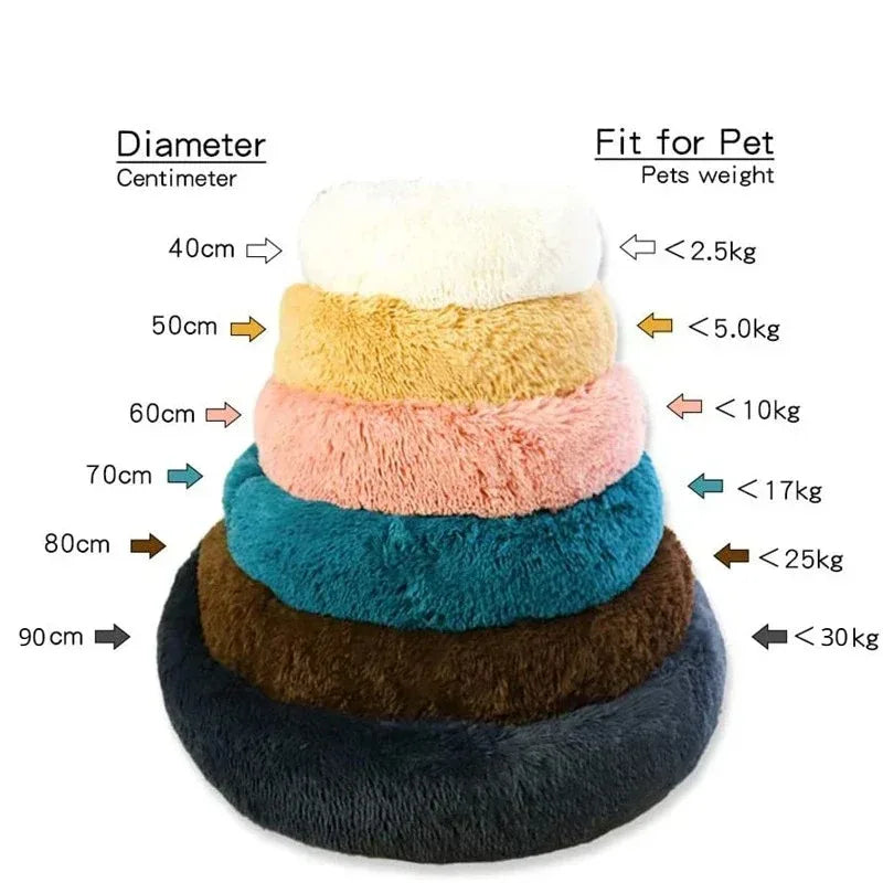 Ultra Soft Round Pet Bed - Washable Plush Dog Cat Bed
