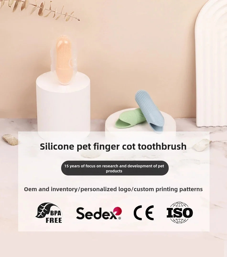 360° Finger Pet Toothbrush - Gentle Dental Care Dogs Cats