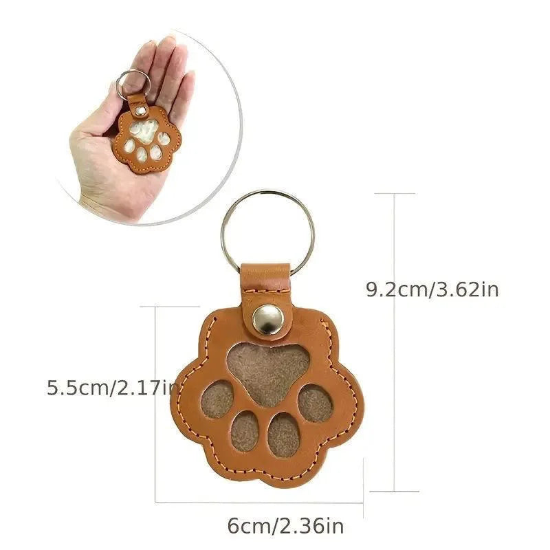 Pet Hair Keepsake Keychain Leather Memorial Locket for Dog Cat Fur