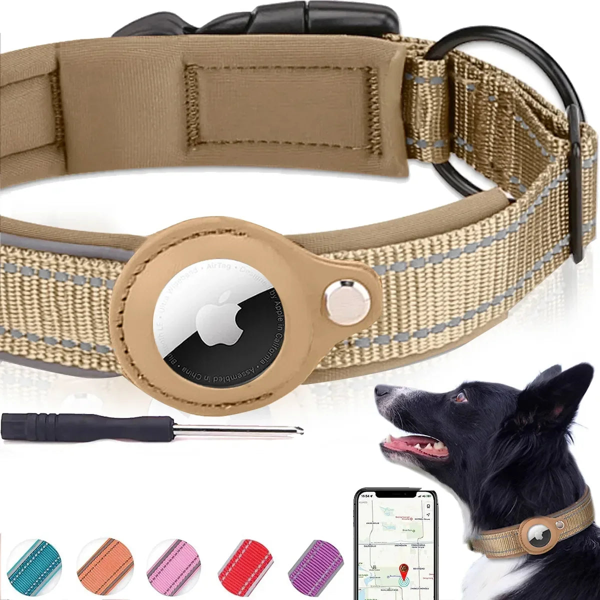 AirTag Dog Collar GPS - Waterproof Pet Tracking Collar