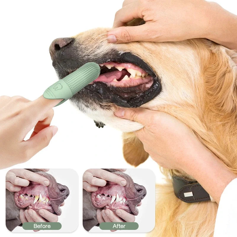 360° Finger Pet Toothbrush - Gentle Dental Care Dogs Cats