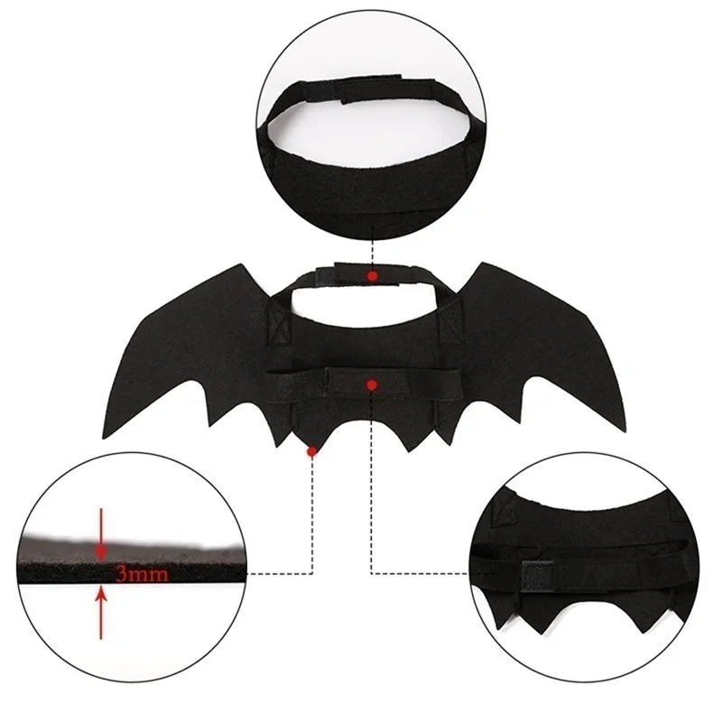Halloween Bat Wings Pet Costume - Black Pet Harness Wings