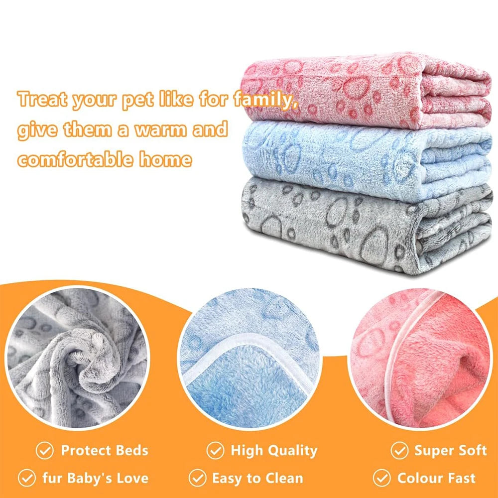 Ultra-Soft Paw Print Pet Blanket - Machine Washable Fleece
