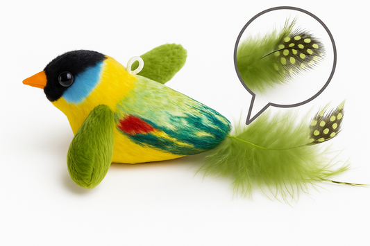 Colorful bird toy on white background