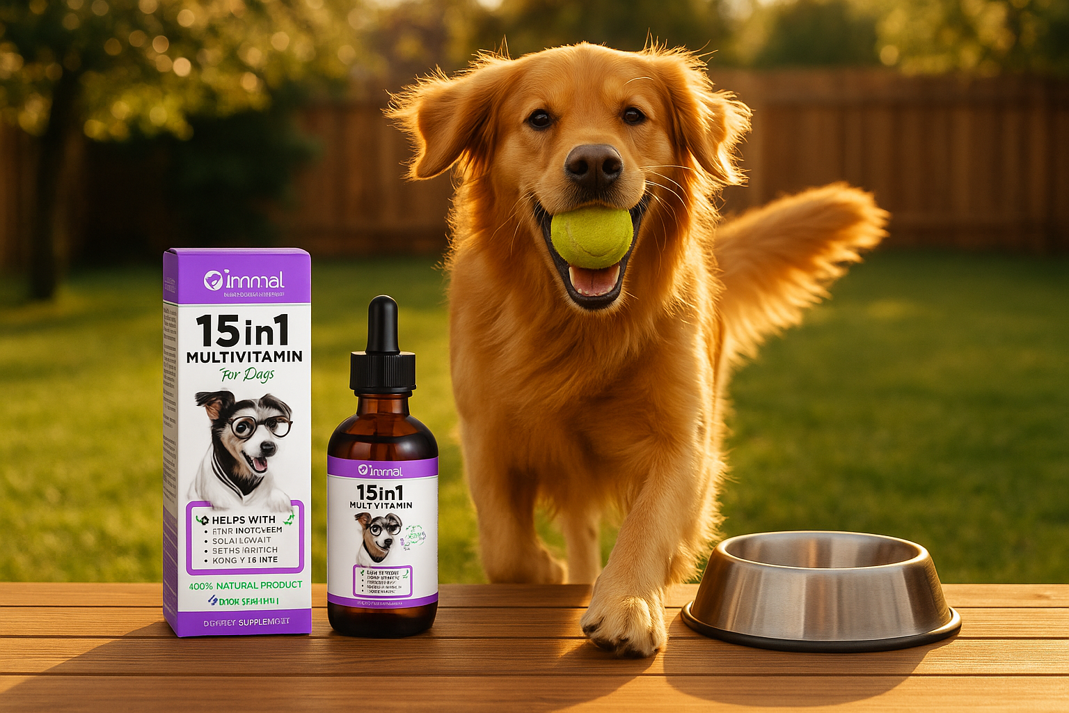 Happy Energetic Dog with IMMAL Multivitamin